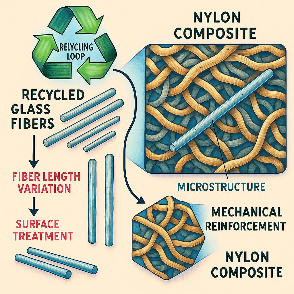 Reutilization of Recycled Glass Fiber in Nylon Systems and Performance Balance