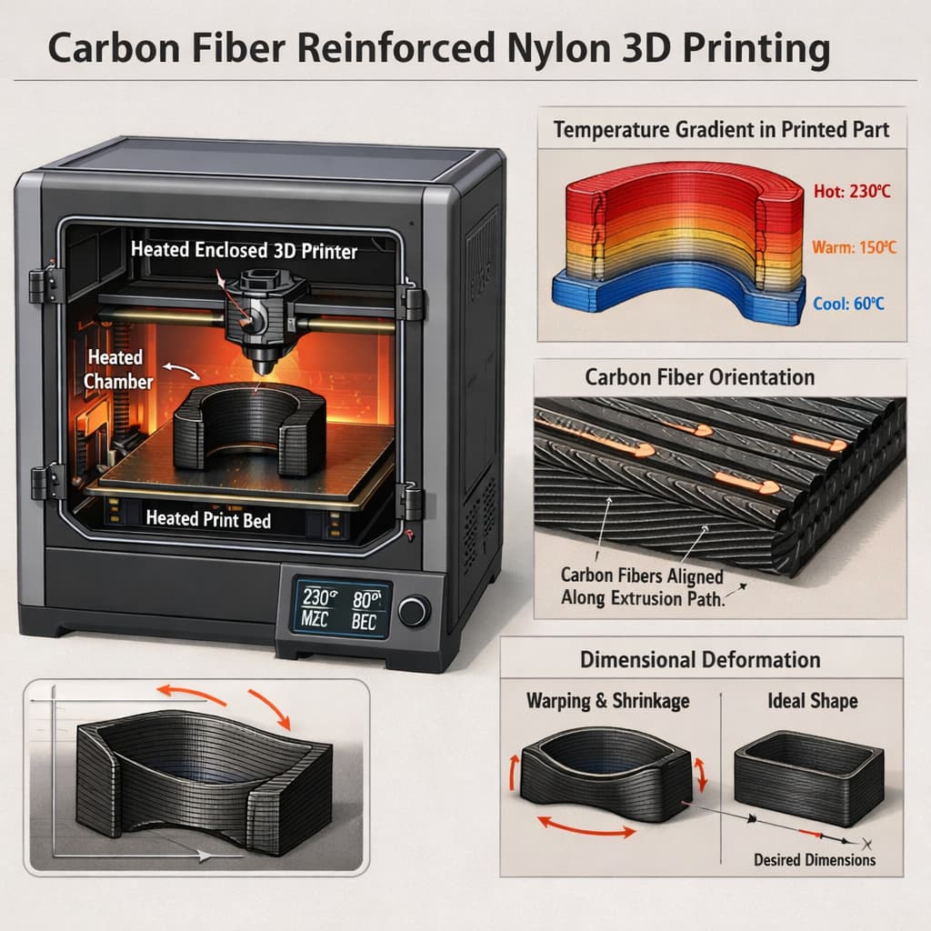 Size Accuracy Control of Carbon Fiber Reinforced Nylon in 3D Printing: Temperature Field, Shrinkage Rate and Compensation Strategy